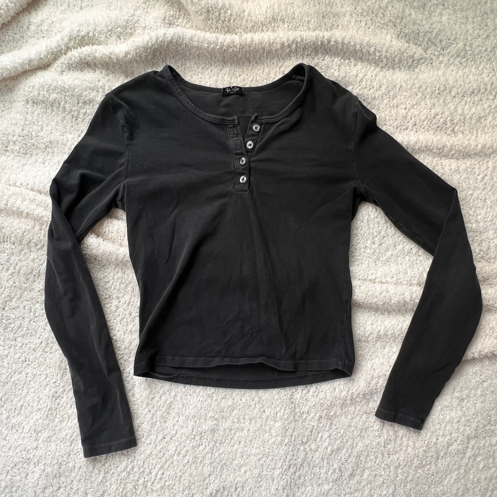 Dark Grey/Black Button Up Crop Top